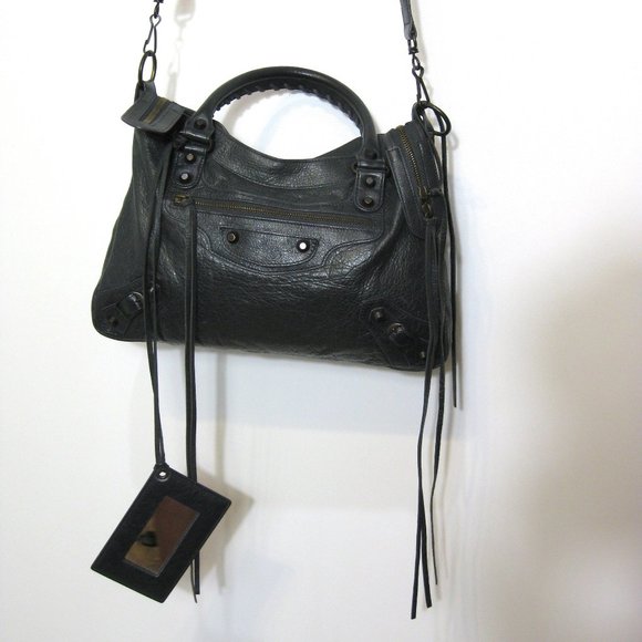 BALENCIAGA Gray Anthracite Town Crossbody Leather Bag - Picture 10 of 15